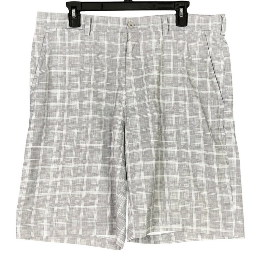 PGA Tour Shorts Mens 34‎ Gray Plaid Golf Performance Moisture Wicking Golfcore